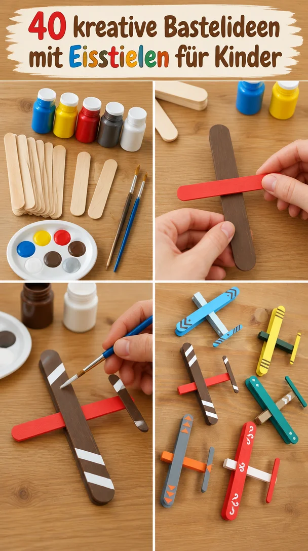 Bastelideen mit Eisstielen für Kinder, kreative Projekte und Anleitungen