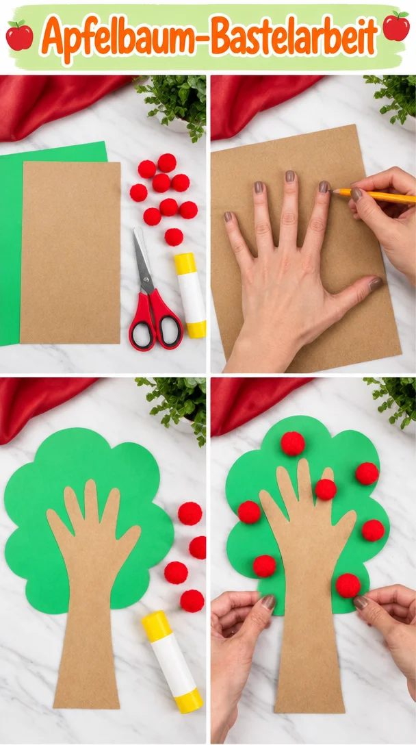 Bastelarbeit eines Apfelbaums aus Papier für kreative Projekte