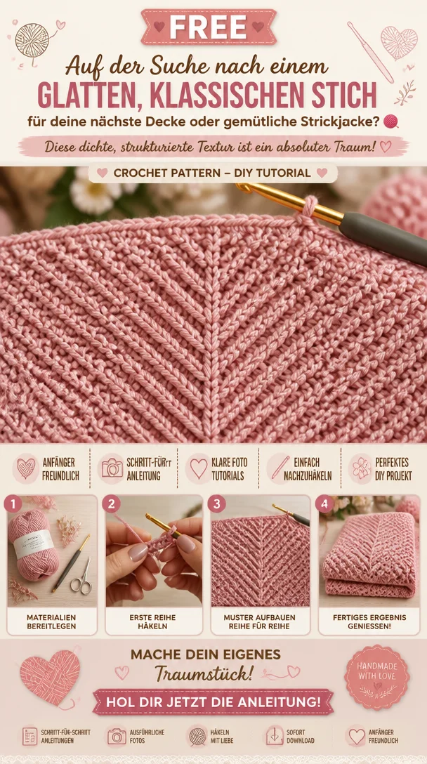 Auf der Suche nach einem glatten, klassischen Stich für deine nächste Decke oder gemütliche Strickjacke? 🧶 Diese dichte, strukturierte Textur ist ein absoluter Traum!