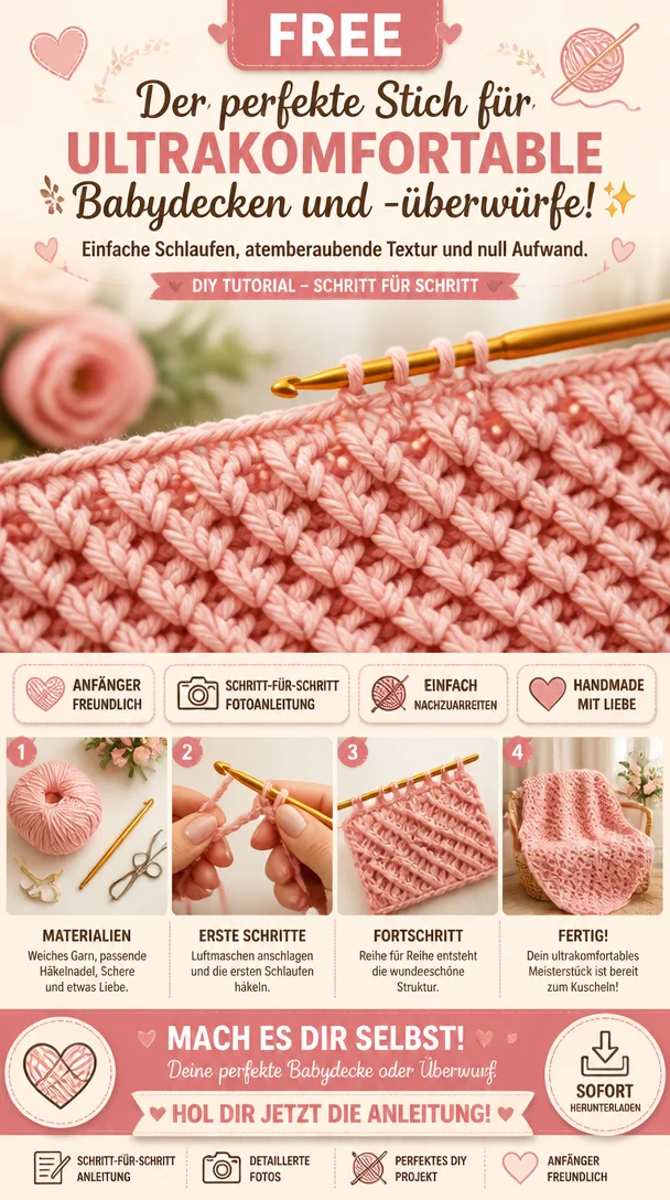 Der perfekte Stich für ultrakomfortable Babydecken und -überwürfe! ✨ Einfache Schlaufen, atemberaubende Textur und null Aufwand.