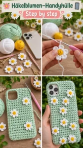 Handyhülle mit Blumen häkeln