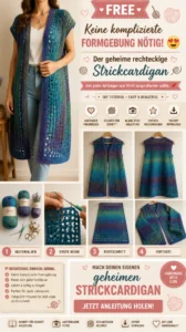 Rechteckige Strickjacke stricken: einfache Anleitung