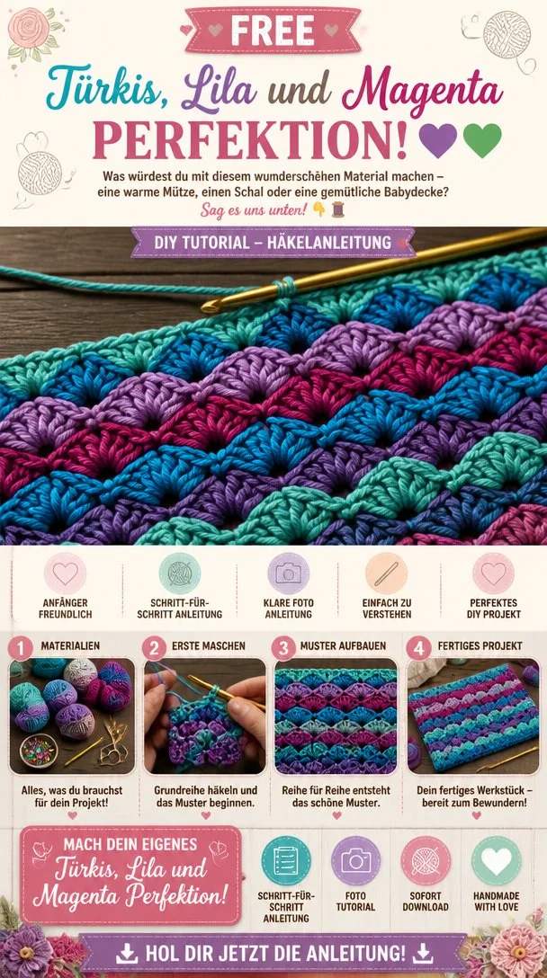 Farbkombinationen in Türkis, Lila und Magenta für kreative Designs