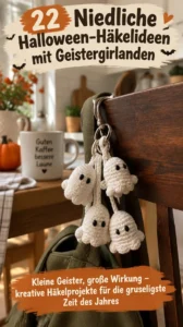 22 Niedliche Halloween-Häkelideen mit Geistergirlanden