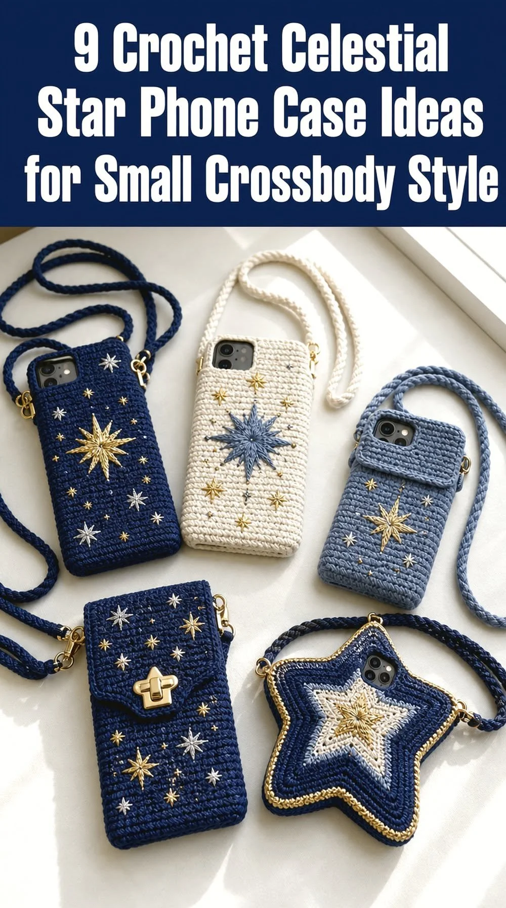 9 Häkelideen für himmlische Stern-Handyhüllen im kleinen Crossbody-Stil - Suche Häkelanleitungen