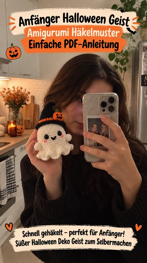 Häkelanleitung für einen niedlichen Halloween Geist Amigurumi für Anfänger