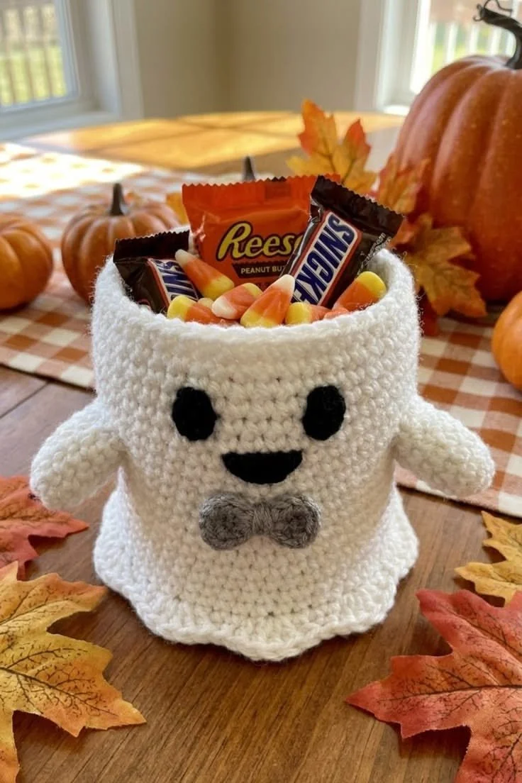 Reyi Crafts Geisterbonbon-Schale Häkelmuster PDF | Halloween Dekoration