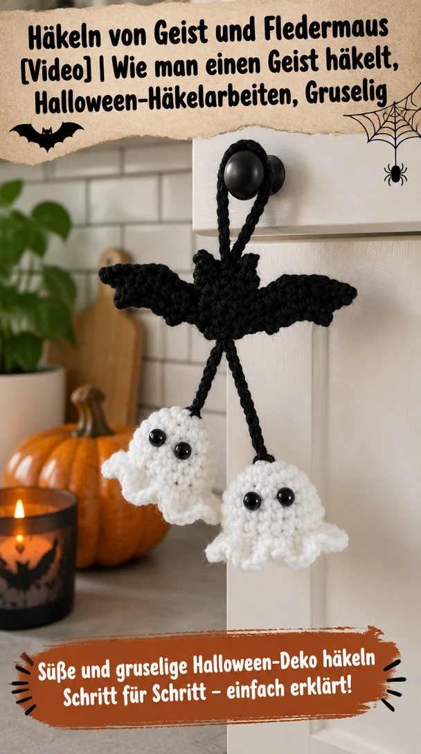 Häkelarbeiten zu Halloween: Geist und Fledermaus im DIY-Video