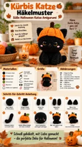 Kürbis Katze Häkelmuster Süße Halloween Katze Amigurumi