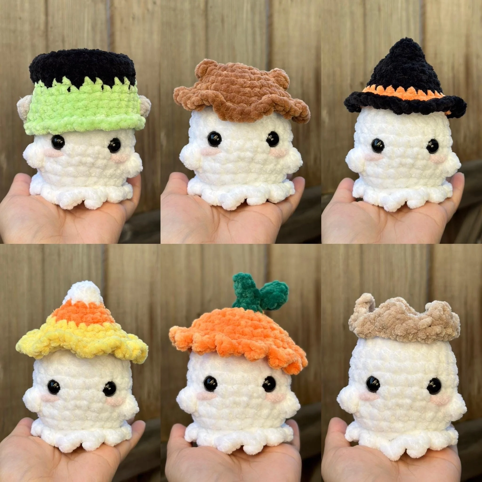Mini gehäkelter Geist mit Hüten Plüschfigur Amigurumi | Halloween