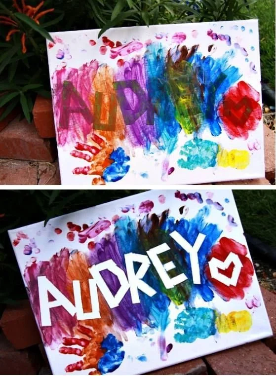 Namensmalerei für Kinder | Faire Kunst für Kleinkinder, Ideen für Leinwandkunst im Vorschulalter, Ideen für Leinwandmalerei im Vorschulalter