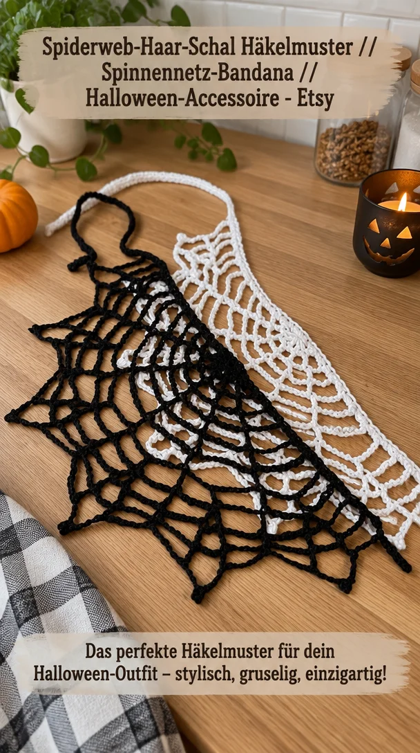 Spiderweb Schal Häkelmuster für Halloween und stylisches Spinnennetz-Accessoire